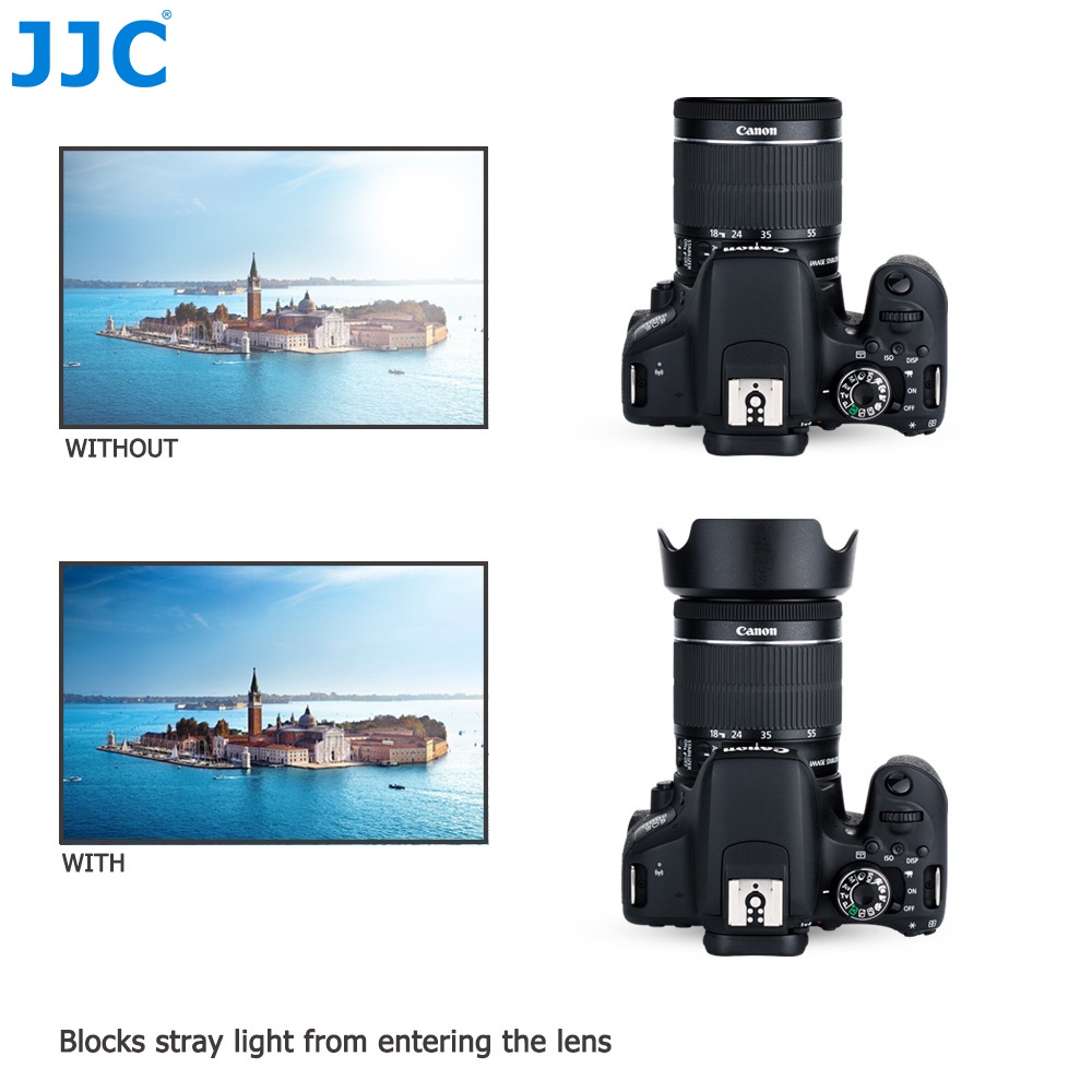 JJC LH-63C Loa Che Nắng Máy Ảnh Thay Thế EW-63C Cho Ống Kính Canon EF-S 18-55mm F3.5-5.6 IS STM, Ống Kính Canon EF-S 18-55mm f/4-5.6 IS STM , Ống Kính Canon RF 24-50mm F4.5-6.3 IS STM