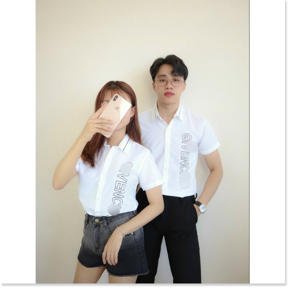 Áo sơ mi in thêu NGẮN TAY DÀNH CHO NAM NỮ CỰC ĐẸP KHANH AN