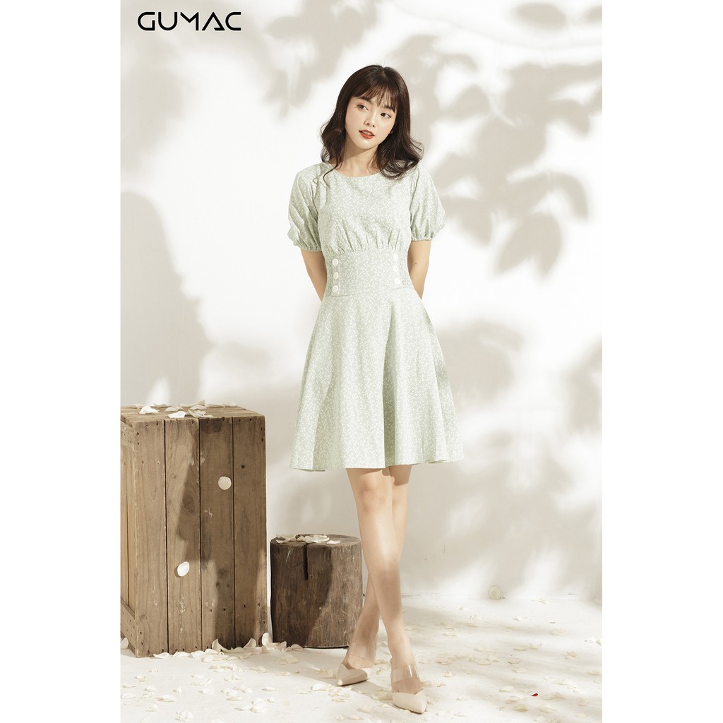 Đầm bản eo phối nút GUMAC MS10918_XANH