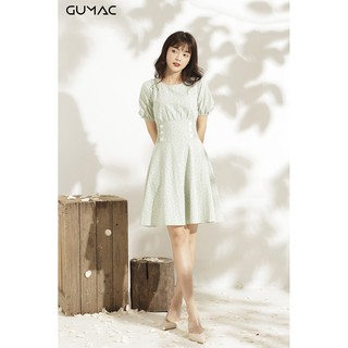 Đầm bản eo phối nút GUMAC MS10918_XANH