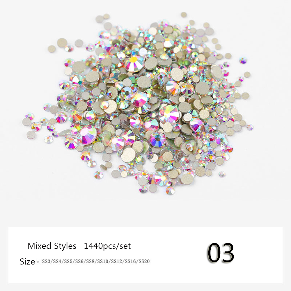 [Hàng mới về] Túi 1440 hạt đá 3D thời trang dành cho trang trí móng tay nghệ thuật DIY