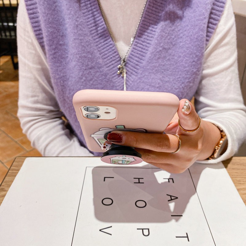 Ốp Lưng Mềm Hình Gấu Kèm Giá Đỡ Dùng Cho Redmi Note 9 9s 8 8a 7 6a 5 5a 4 4a 4x Pro Plus Prime Xiaomi Mi A1 Poco X3