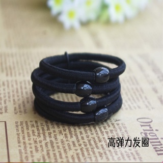 Dây thun cột tóc màu đen bằng da co giãn đơn giản cổ điển dành cho người lớn