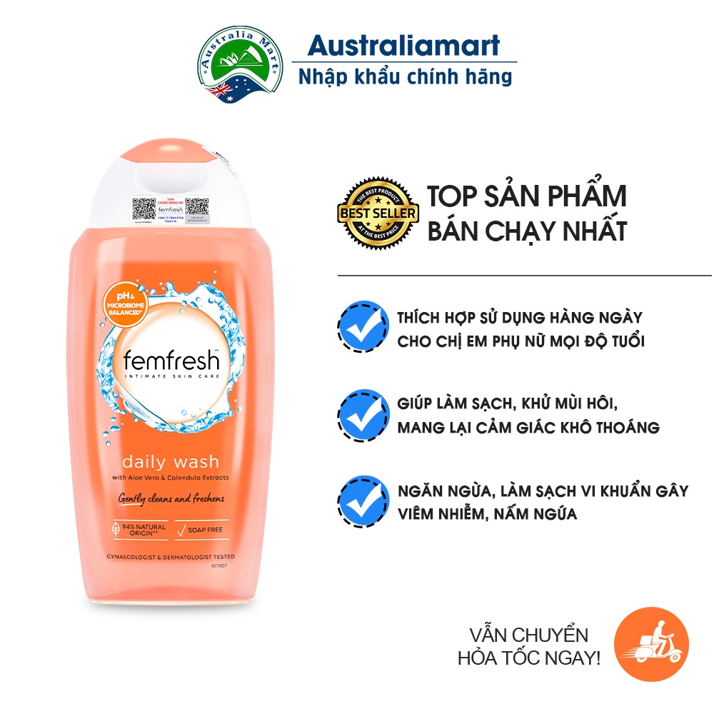 Dung dịch vệ sinh phụ nữ cao cấp hằng ngày Anh Quốc Femfresh Daily Intimate Wash 250ml