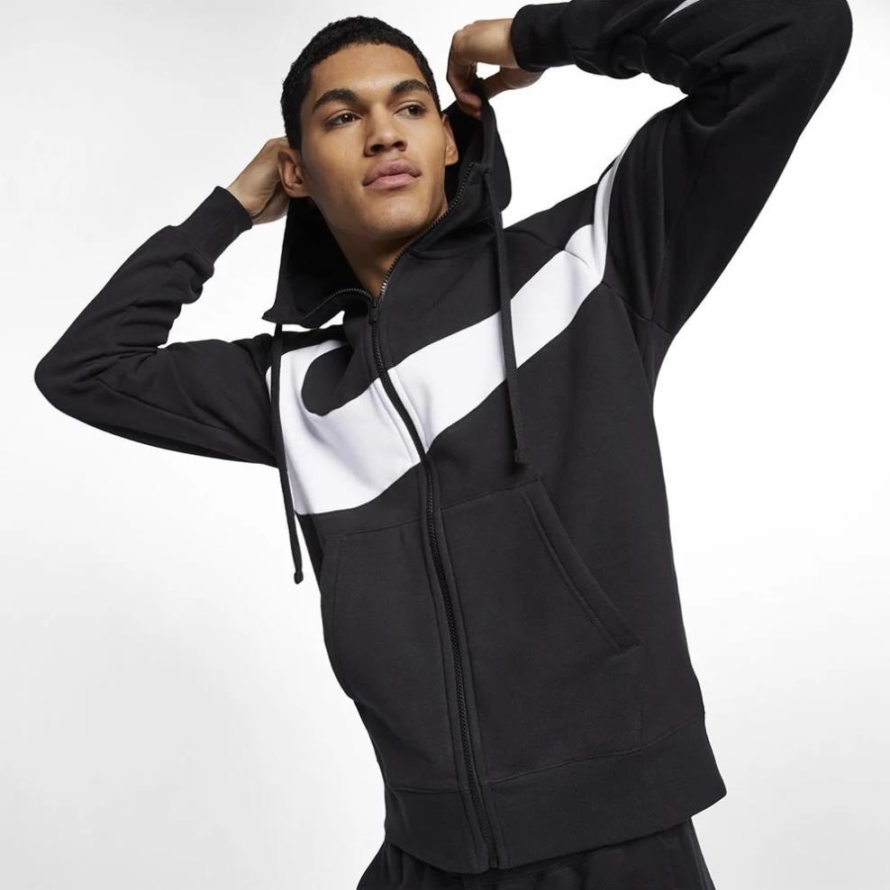 ÁO KHOÁC NỈ NIKE HBR LARGE SWOOSH FULL ZIP - ĐEN !