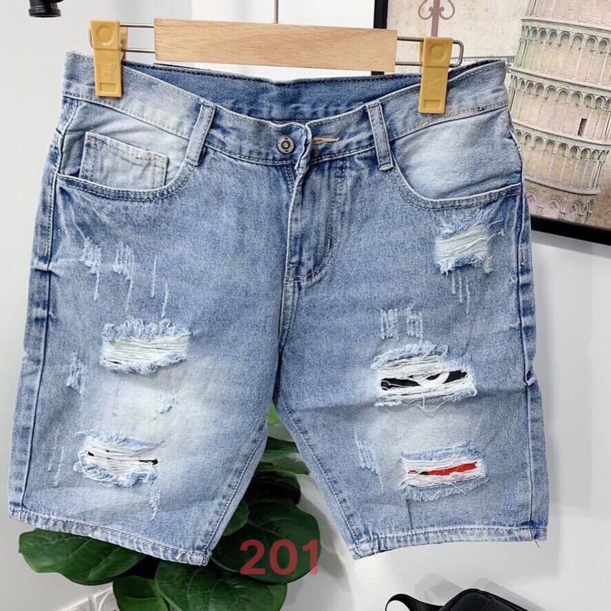 Quần short jean nam Gấu 194 vải jeans bò co dãn, mềm mịn form slimfit 201