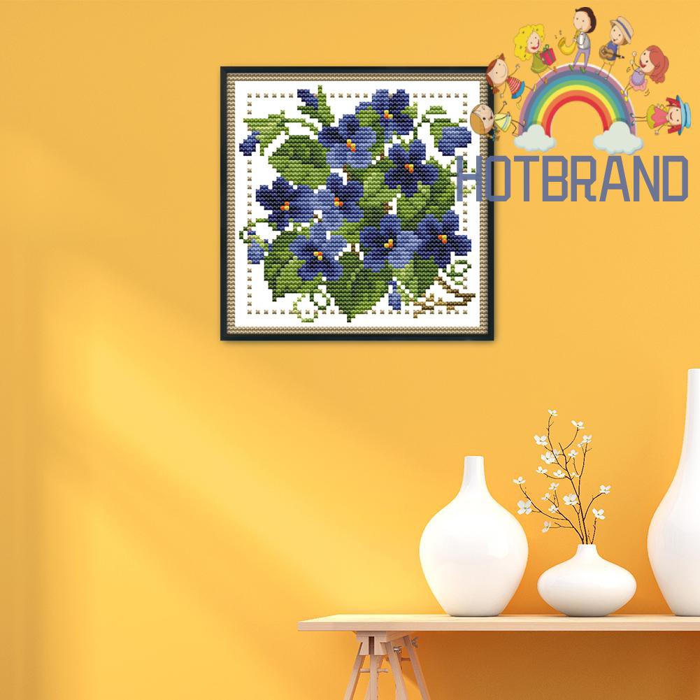 Bộ tranh thêu chữ thập 14CT hình hoa dễ thương 17x17cm DIY