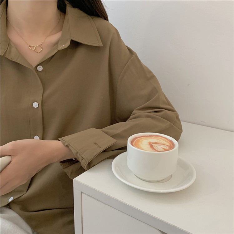 Áo sơ mi trơn nữ Dài tay Form rộng Ulzzang Hàn Quốc Áo sơ mi nữ Tay dài Công sở Thời trang | BigBuy360 - bigbuy360.vn