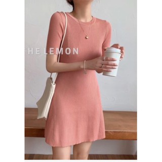 váy len, đầm len co giãn tay ngắn siêu xinh