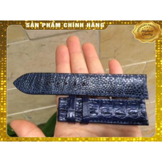 Thẻ BH 12 Tháng -  Dây Đồng Hồ 2 Mặt Da Cá Sấu  Gai Lưng.Size 22/20 Xanh Navy . Hàng Cao Cấp, xịn, Rẻ, Đẹp