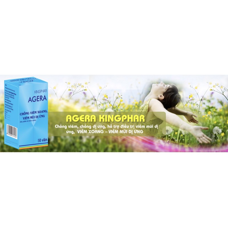 AGERA Extra Kingphar Hộp 50 viên - Hỗ Trợ Giảm Nghẹt Mũi,hắt hơi và sổ mũi, nhức đầu do viêm mũi dị ứng, viêm xoang