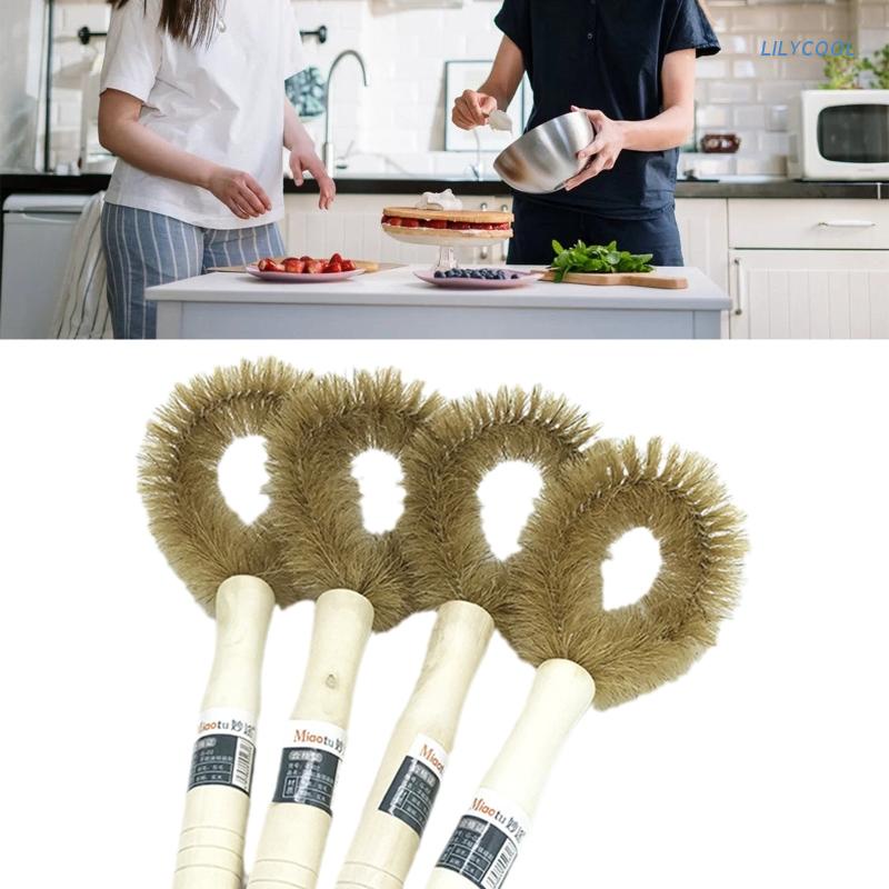 Bàn Chải Vệ Sinh Nồi Chảo Có Tay Cầm Bằng Gỗ Tiện Dụng