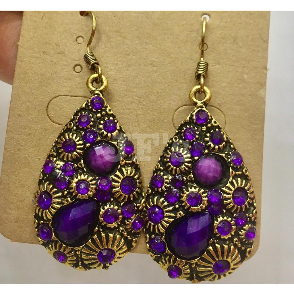 Hoa tai thả hình giọt nước chạm khắc hoạ tiết hoa hướng dương, bông tai nữ bohemian