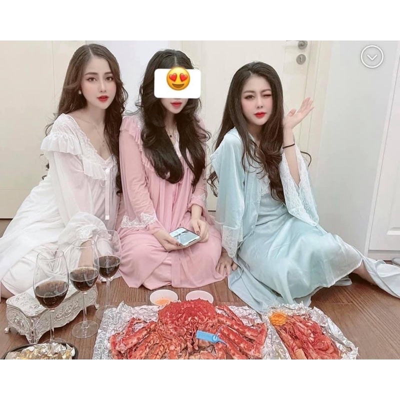 Sét Váy Ngủ  Kèm Choàng Cao Cấp, Váy Ngủ Tiểu Thư Kèm Váy 2 Dây Chất Mềm Mịn Cực Kì Ấm Áp Cho Các Nàng Từ 40-65kg. | BigBuy360 - bigbuy360.vn