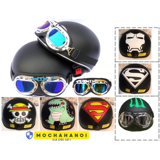 Mũ bảo hiểm nửa đầu nhiều sticker siêu hot, 1 2 nhiều tem hot kiểu dáng phượt