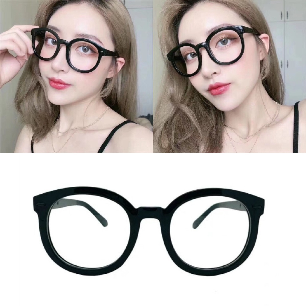 Mắt kính gọng tròn INS thời trang Hàn Quốc khi sử dụng máy tính