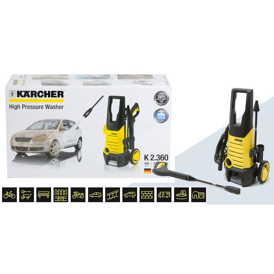 [ Sản xuất tại Đức - Áp lực lớn ] Máy rửa xe gia đình có chỉnh áp Karcher K2 360 KAP