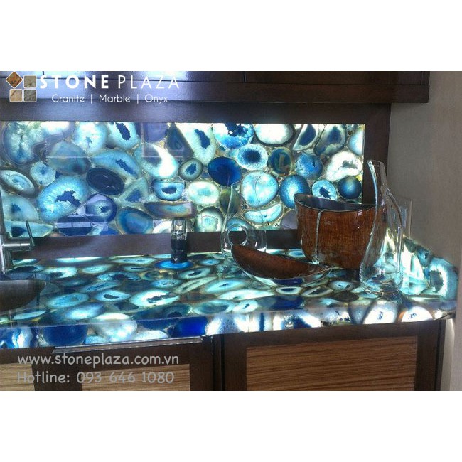 ĐÁ NGỌC ONYX XUYÊN SÁNG XANH OYSTER BLUE (OYSTER BLUE ONYX)