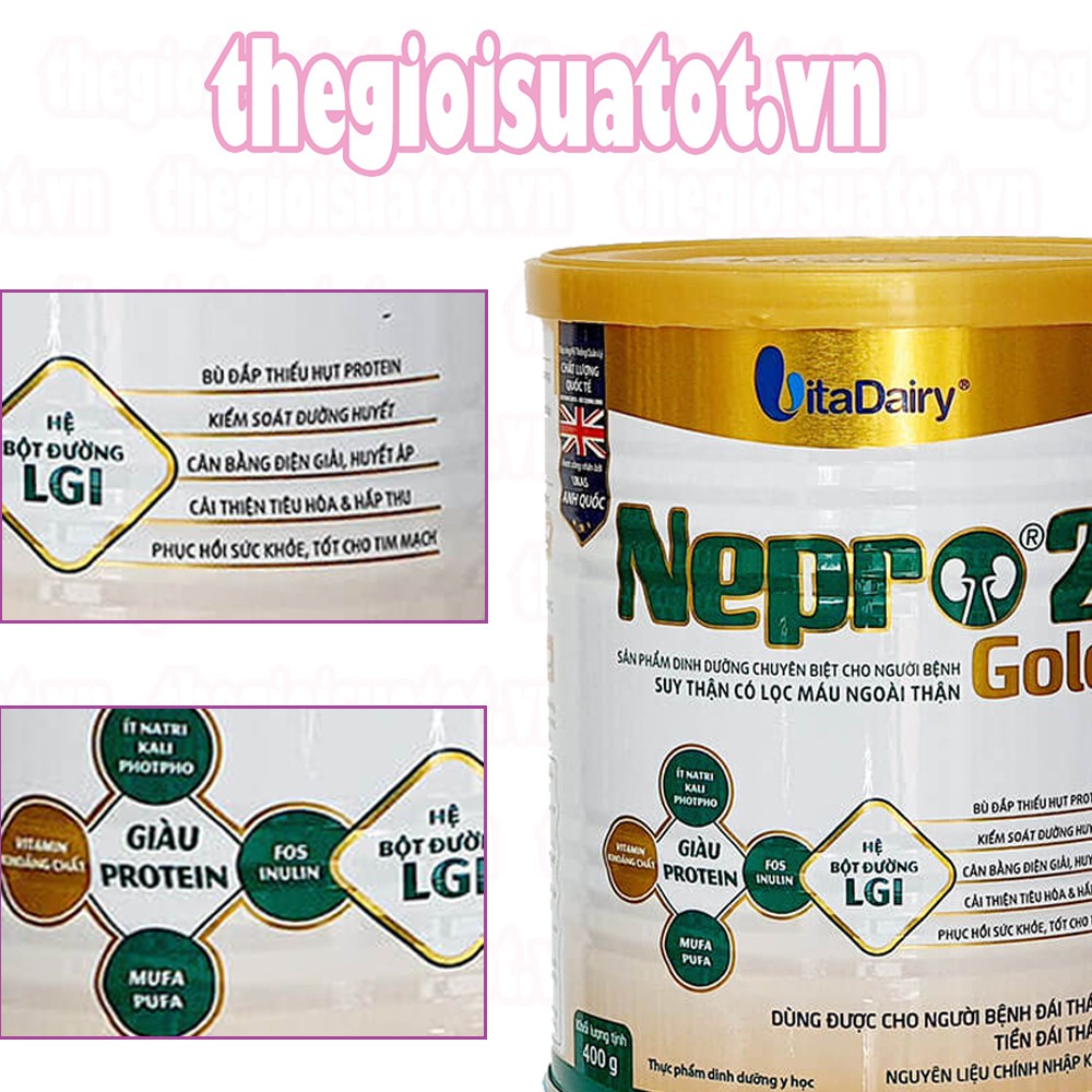 Sữa Nepro 2 Gold Dành cho người bệnh thận có lọc máu ngoài thận - Kl:400g