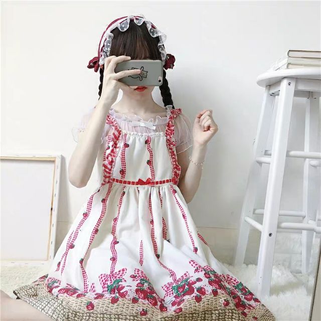 Áo blouse Lolita trong suốt đính nơ