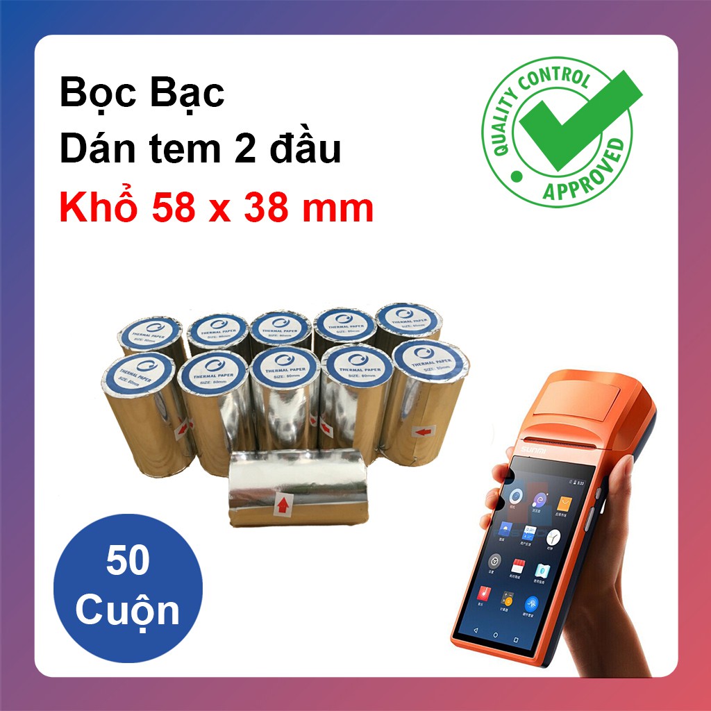 Giấy In Bill K57 - Giấy In Nhiệt K57 Cho Máy Cà Thẻ, Pos cầm tay Now Delivery/ Grab / Goviet 57x38