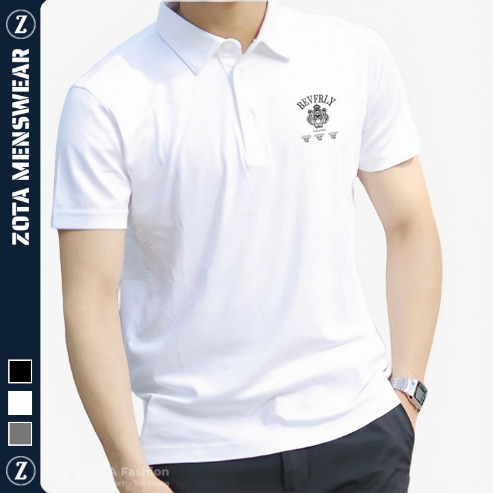 Áo thun nam cổ bẻ ZOTA, áo polo tay ngắn chất đẹp may kỹ in BEVFRLY PL256