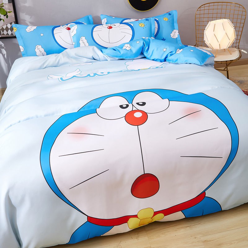 Doraemon Bộ Chăn Ga Và Vỏ Gối In Hình Doremon Dễ Thương