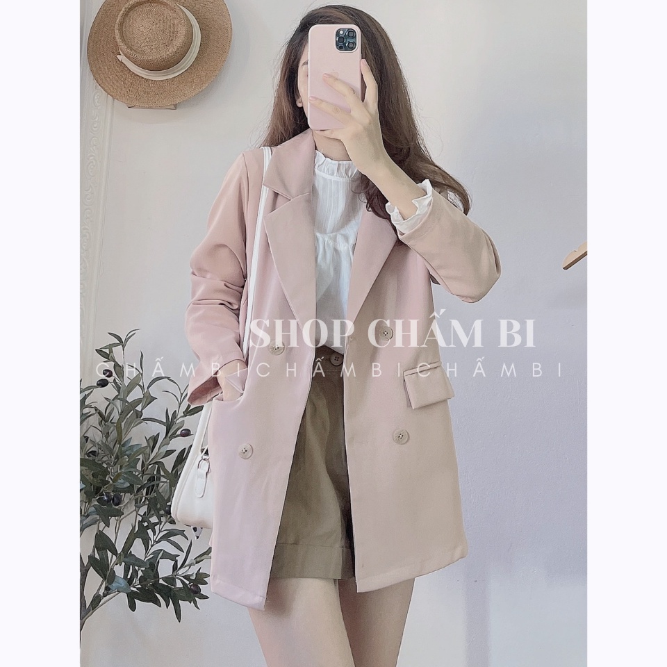 Áo khoác nữ phong cách Hàn Quốc A.243, Áo blazer dài tay 1 lớp 4 cúc vạt vuông 4 màu cực xinh