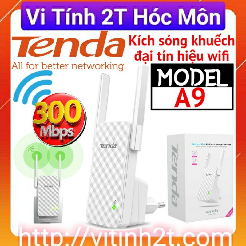 Bộ Mở Rộng Sóng Wifi Tenda A9 Chuẩn N Tốc Độ 300Mbps (Trắng)