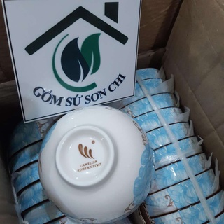 Chén gốm sứ ăn cơm hoa văn 4D viền miệng chén