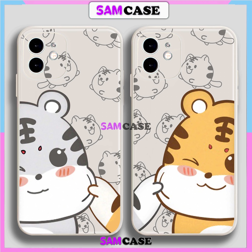 Ốp lưng iPhone cặp đôi cạnh viền vuông silicon dẻo cho iphone 6/6s/7/8/X/XS/XR/11/12/13/14 Pro Plus Max Hổ tiger cute