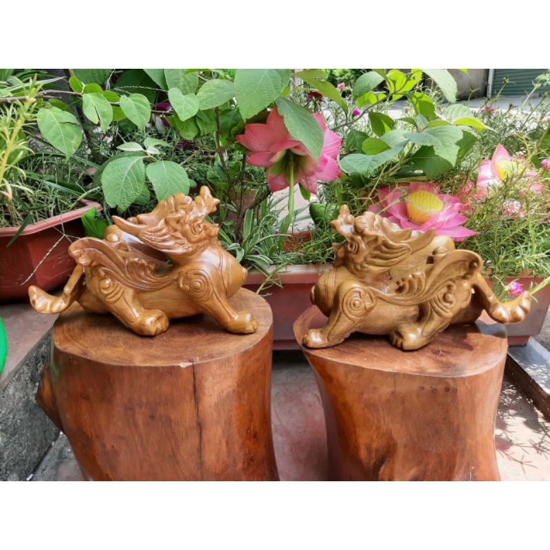 Cặp tỳ hưu gỗ bách