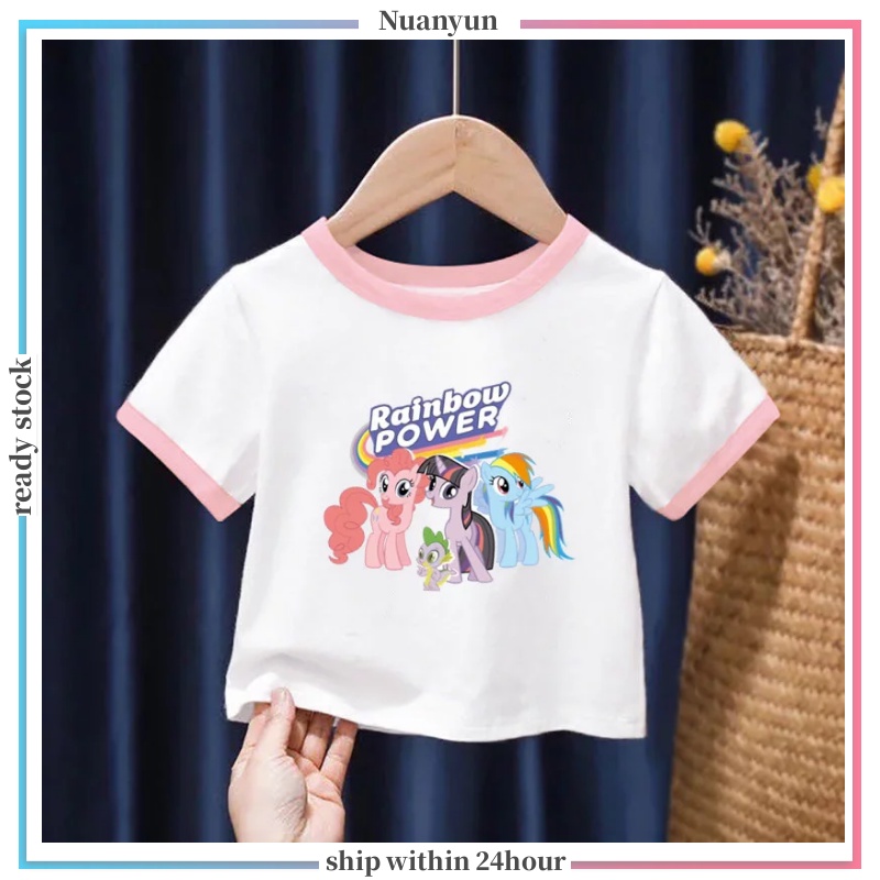 3-12Y My Little Pony Print Short Sleeve Boys and Girls Tops Soft Round Neck Plus Size Children's T-Shirts Versatile Casual Kids Blouse