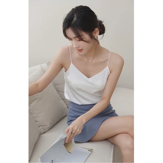 Áo 2 dây hai dây lụa liền bra sẵn mút ngực bên trong có thể mặc phối blazer, sơ mi công sở