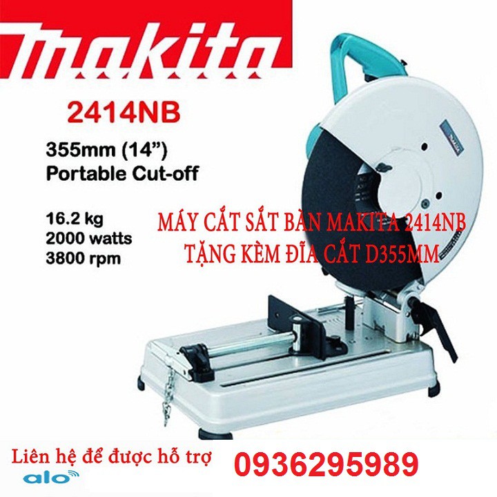 Máy cắt sắt Makita 2414 công suất 2000W. động cơ mạnh mẽ tặng kèm lưỡi cắt sắt 355