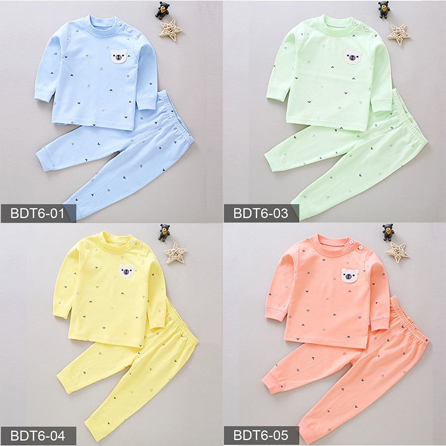 Bộ cotton dài tay thu đông cho bé Trai bé Gái Hàng Quảng Châu xuất Khẩu BDT06
