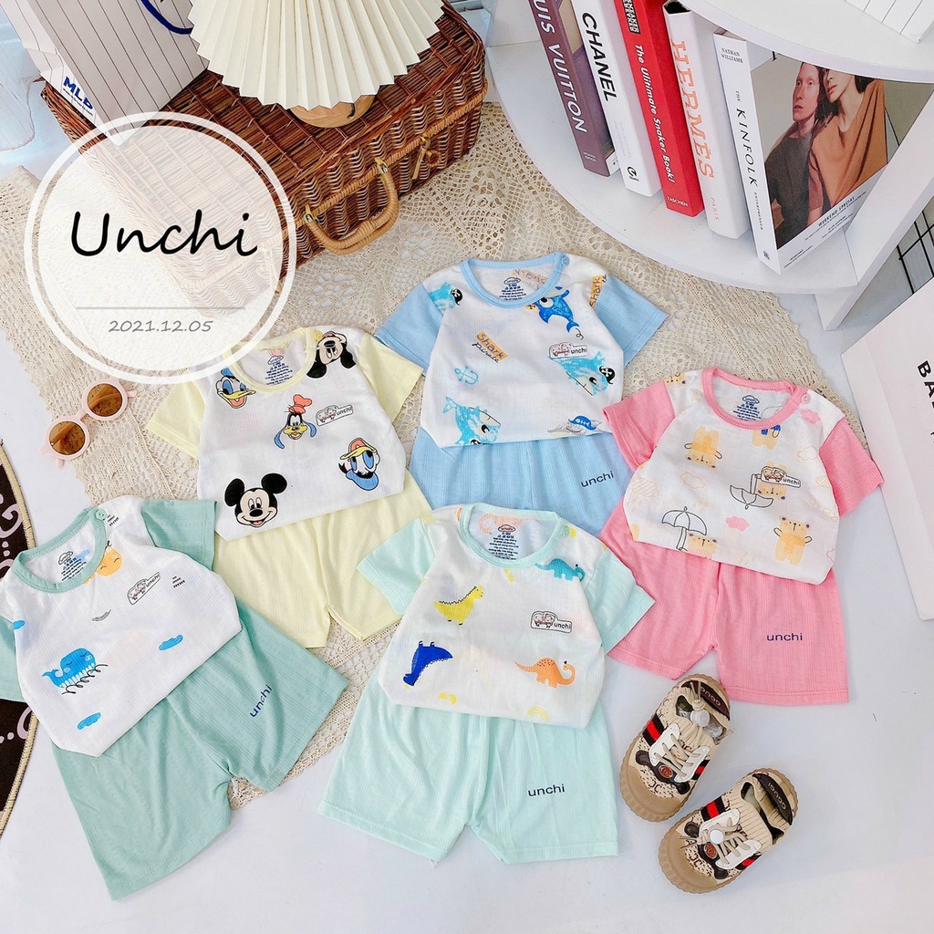 [CHÍNH HÃNG UNCHI ] Bộ Cộc Tay THÔNG HƠI Chất Đẹp Co Giãn 4 Chiều, Mềm Mịn Thấm Hút Mồ Hôi cho bé tr