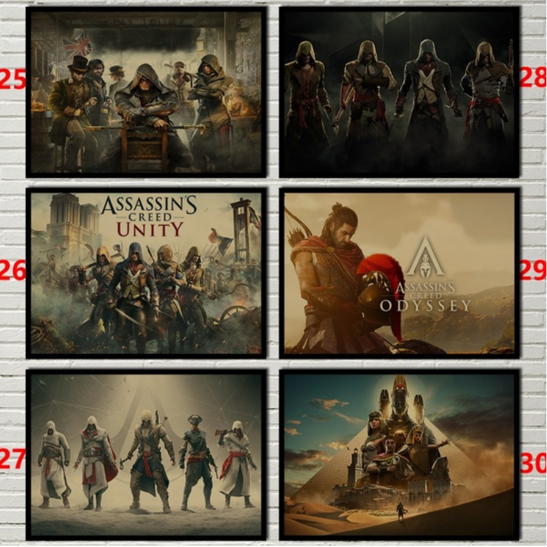 ORIGINS 1 Poster Game Assassin 's Creed Odyssey / Uniy / Degins Cover Vintage 42x30cm