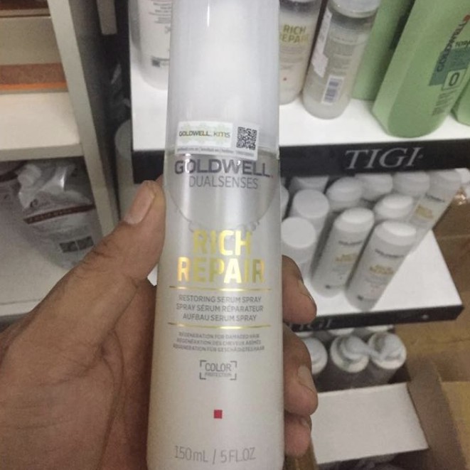 Xịt dưỡng xả khô siêu chữa trị bảo vệ nhiệt cho tóc Rich Repair Goldwell Spray 150ml