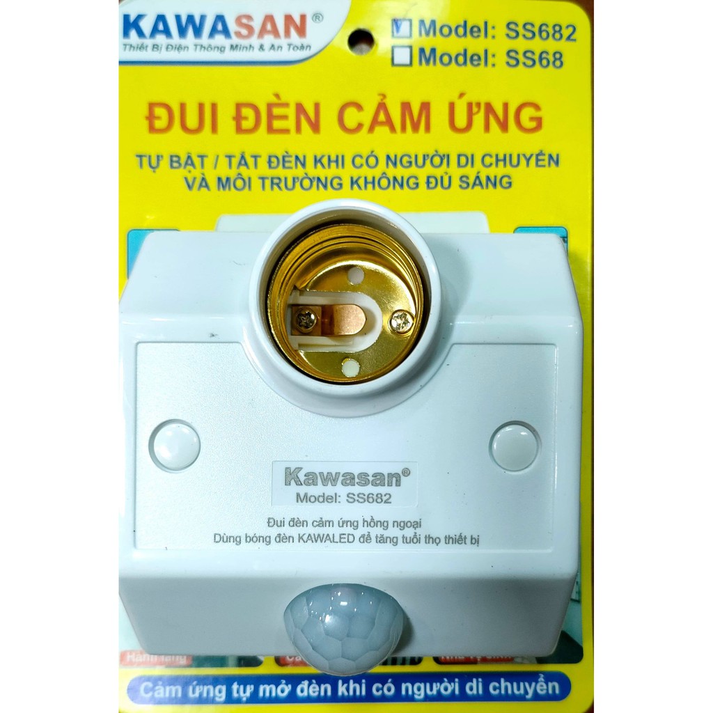 Đui đèn cảm ứng KAWASAN/Model: SS682 tự động tắt/bật khi có người di chuyển và môi trường không ánh sáng