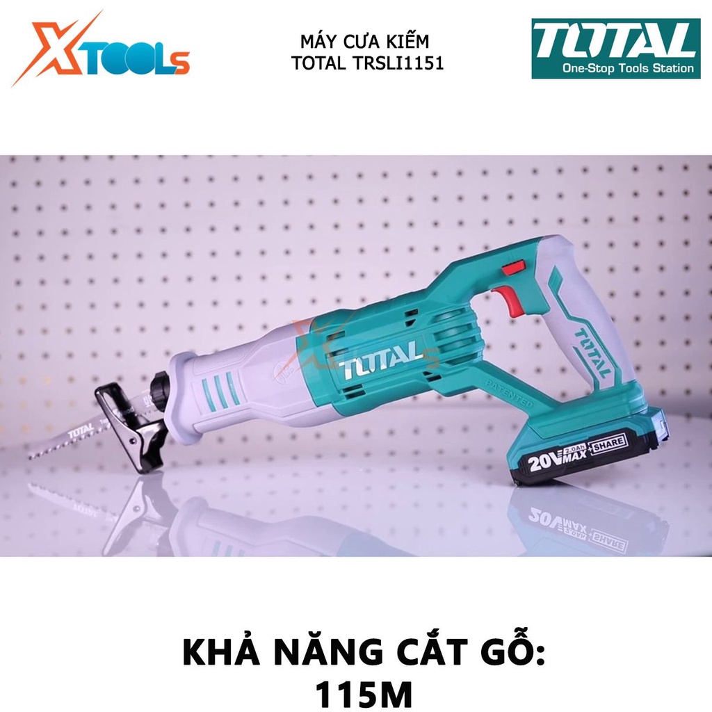 Máy cưa kiếm dùng pin TOTAL TRSLI1151 máy cưa kiếm cầm tay 20V cắt xẻ nhiều vật liệu gỗ, kim loại [XSAFE][XTOOL]