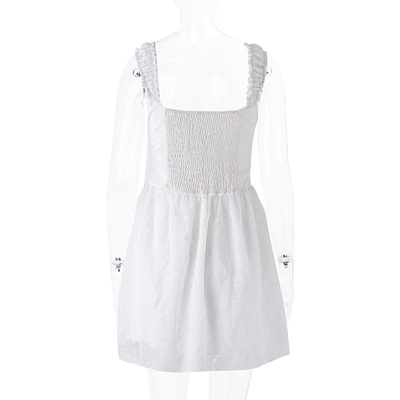 Đầm Cổ Vuông Phối Ren Hở Lưng Thiết Kế Ngọt Ngào Thời Trang Cho Nữ