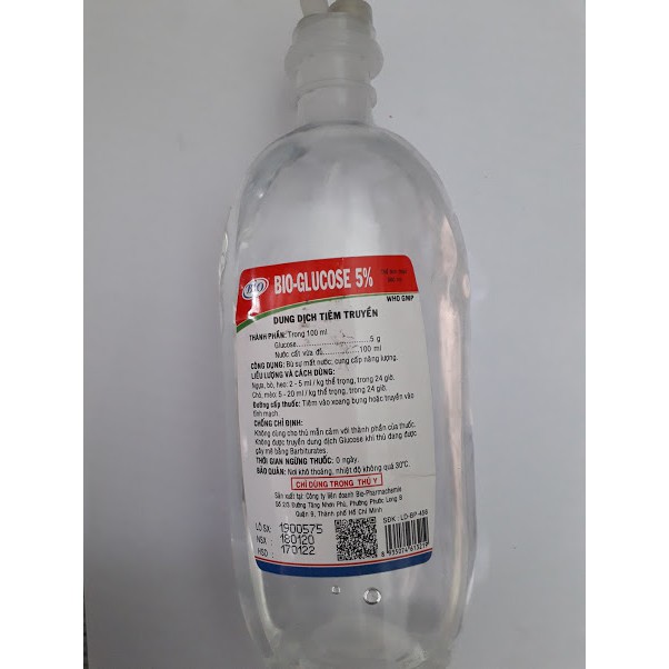 Lactate ringer 500ml, Glucose 5% 500ml, Sinh lý mặn 500ml.