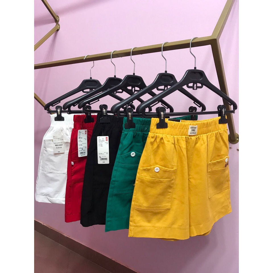 [  ẢNH KÈM VIDEO THẬT] Quần short kaki nữ ống rộng basic, quần đùi kaki nữ cạp chun lưng cao.