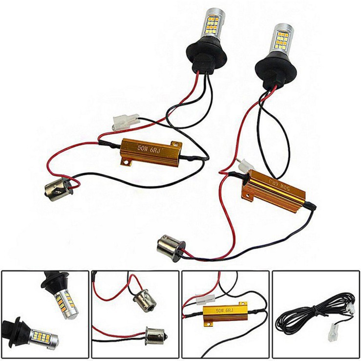 Set 2 đèn báo tín hiệu rẽ mô hình kép DRL&amp;Turn LED T20 1156 cho xe hơi