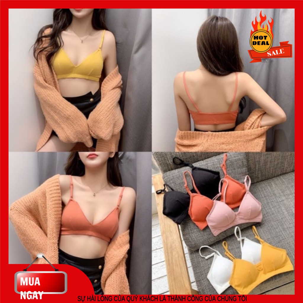 Áo bra không gọng, áo lót nữ cotton thấm hút mồ hôi, co giãn 4 chiều, dây quai chỉnh to nhỏ