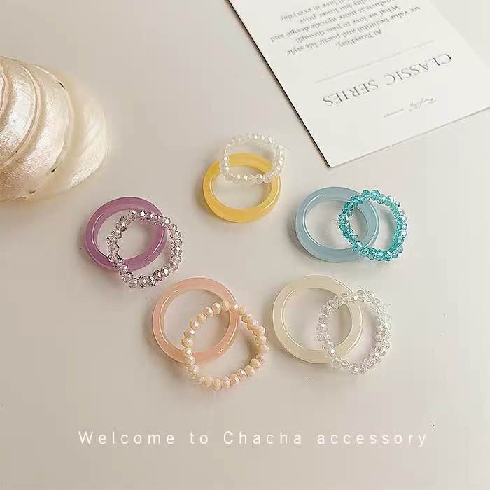 Set 2 nhẫn bằng acrylic phong cách đơn giản thời trang mùa hè thiết kế mới