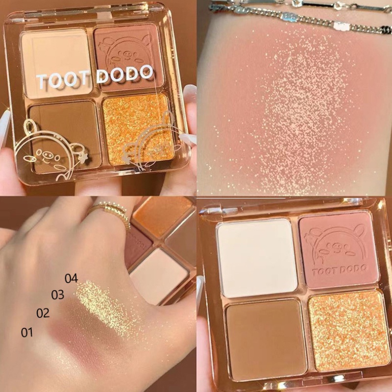 Bảng Phấn Mắt 4 Màu Sắc Hiệu Ứng Lì/ Ánh Nhũ Chống Nước Thời Trang