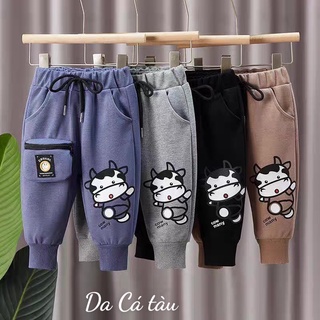 Quần nỉ thu đông chất liệu nỉ da cá không xù cho bé trai từ 1 đến 5 tuổi