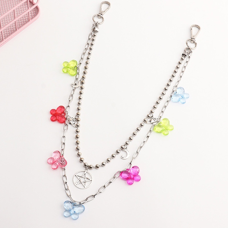 Youyo Dây Xích Gắn Móc Khóa Hình Bướm Bằng Hợp Kim Trong Suốt Phong Cách Hip hop Đường Phố Cho Nữ